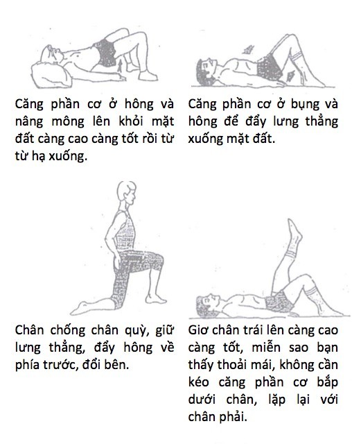 Sau đây là một số bài tập do các bác sỹ thuộc Viện Vật lý Y sinh học giới thiệu mà bạn đọc có thể tham khảo để tập luyện. 