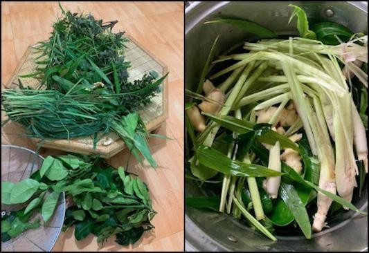 Nguyên liệu nồi nước xông trị cảm lạnh.