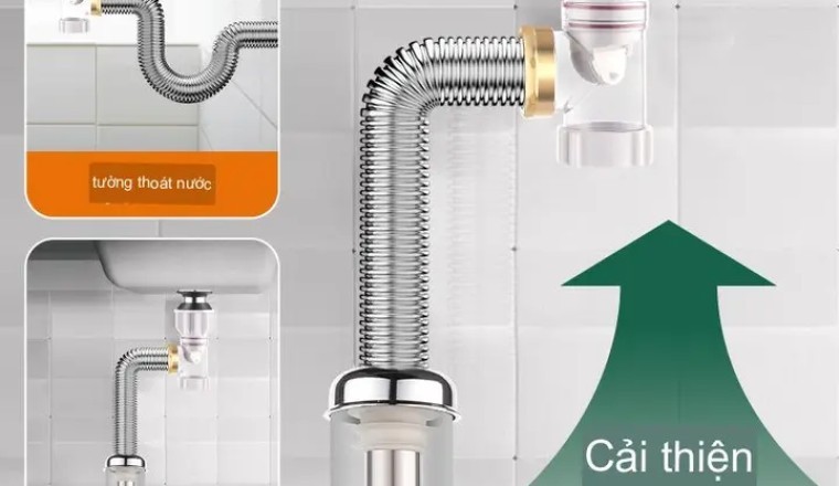 Chia sẻ mẹo cực hay: Xi phông thoát chậu rửa chén ngang dọc ngăn mùi
